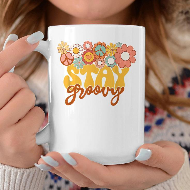 Retro Sunflower Hippie Stay Groovy Positive Mind Happy Life Coffee Mug Unique Gifts