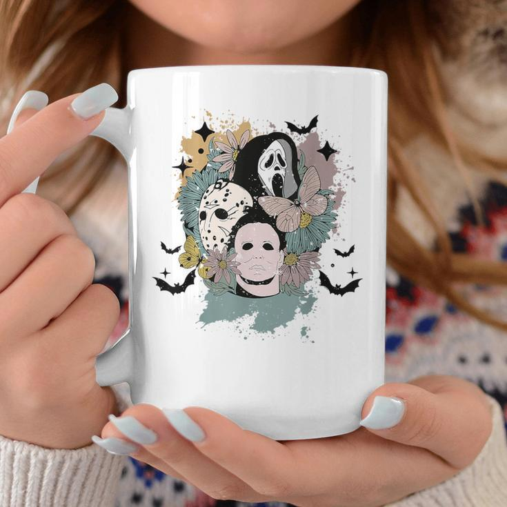 Retro Vintage Floral Horrors Movies Characters Halloween Coffee Mug Unique Gifts