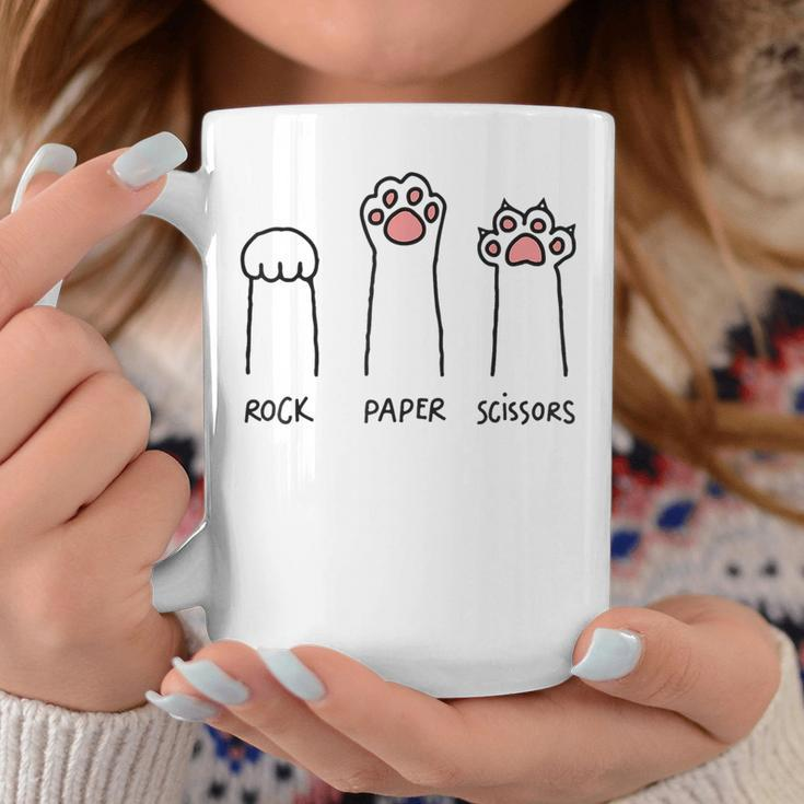Rock Paper Scissors Cat Paws Cat Lover Coffee Mug Funny Gifts