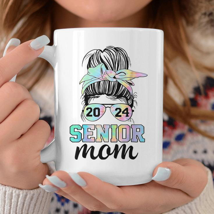 Senior 2024 Mom Class Of 24 Proud Mom Messy Bun Tie Dye Gifts For Mom Funny Gifts Coffee Mug Unique Gifts