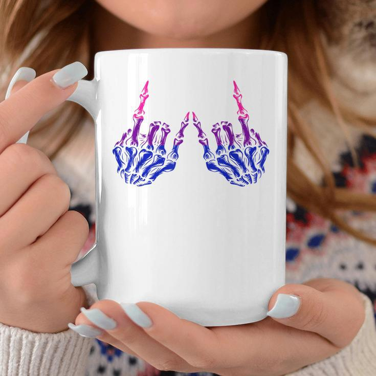 Skeleton Rock Hand Lgbt-Q Cool Bisexual Pride Color Bi Flag Coffee Mug Unique Gifts