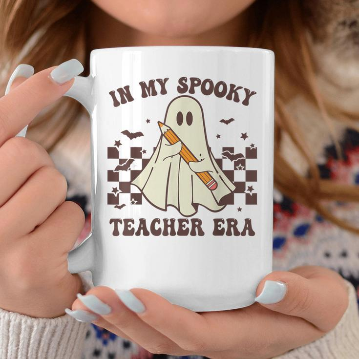 In My Spooky Teacher Era Groovy Hippie Retro Ghost Halloween Coffee Mug Personalized Gifts