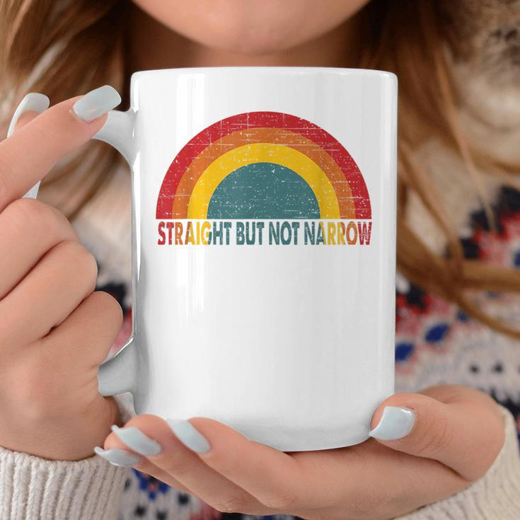 Straight But Not Narrow Retro Rainbow Lgbt Supporter Coffee Mug Unique Gifts