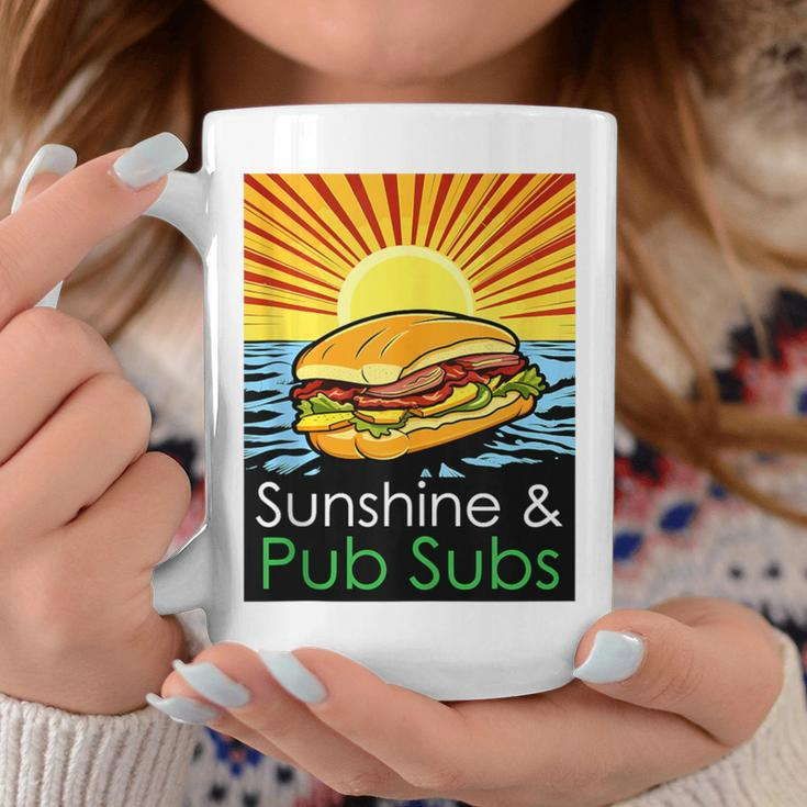 Sunshine And Pub Subs Cute Beach Lover Sunset Coffee Mug Unique Gifts