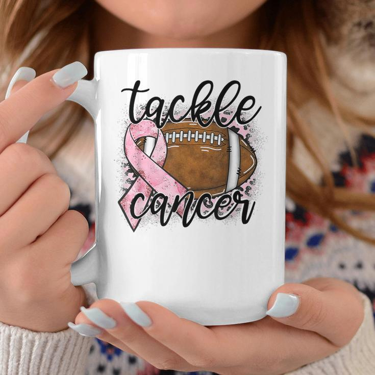 Tackle Breast Cancer Leopard Football Pink Ribbon Awareness Coffee Mug Funny Gifts