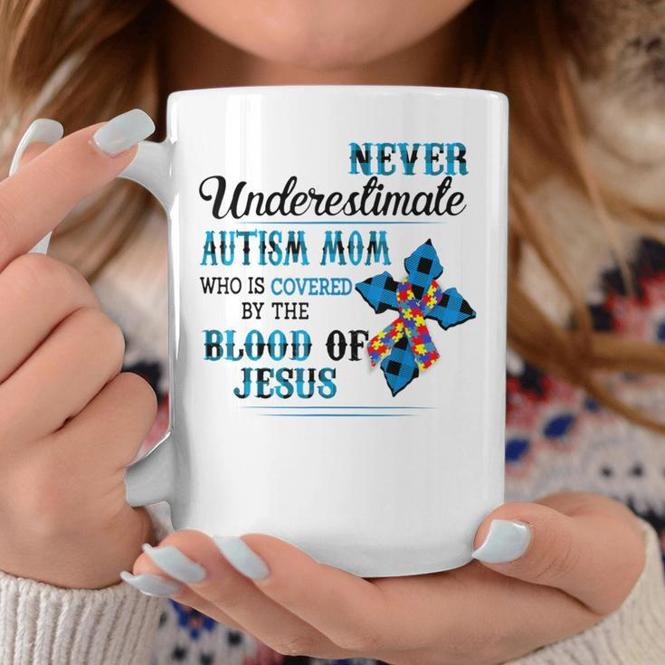 Never Underestimate Autism Mom Who Is Covered Jesus Lovers Coffee Mug Unique Gifts