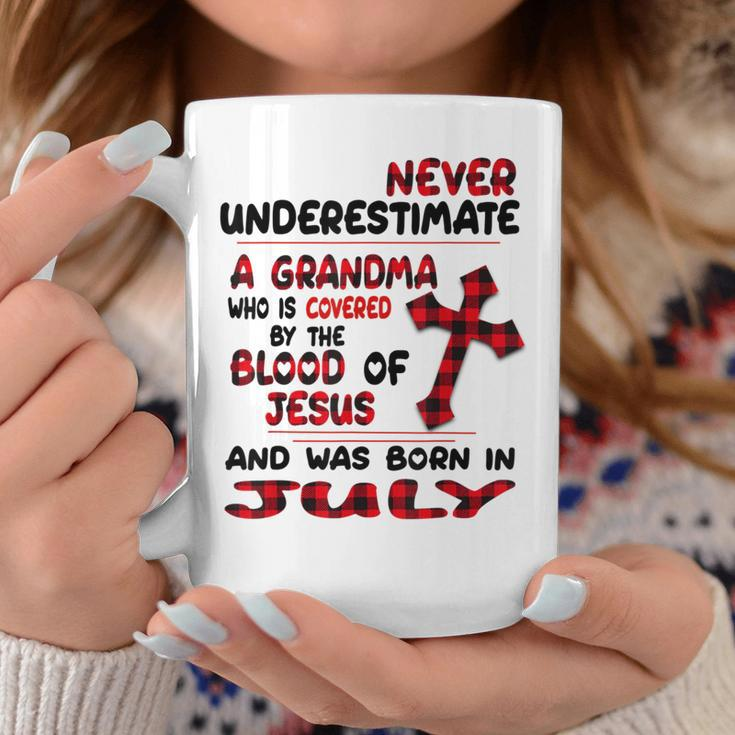 Never Underestimate A Grandma Blood Of Jesus July Coffee Mug Funny Gifts