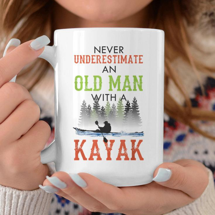 Never Underestimate An Old Man With A Kayak Father's Day Coffee Mug Funny Gifts