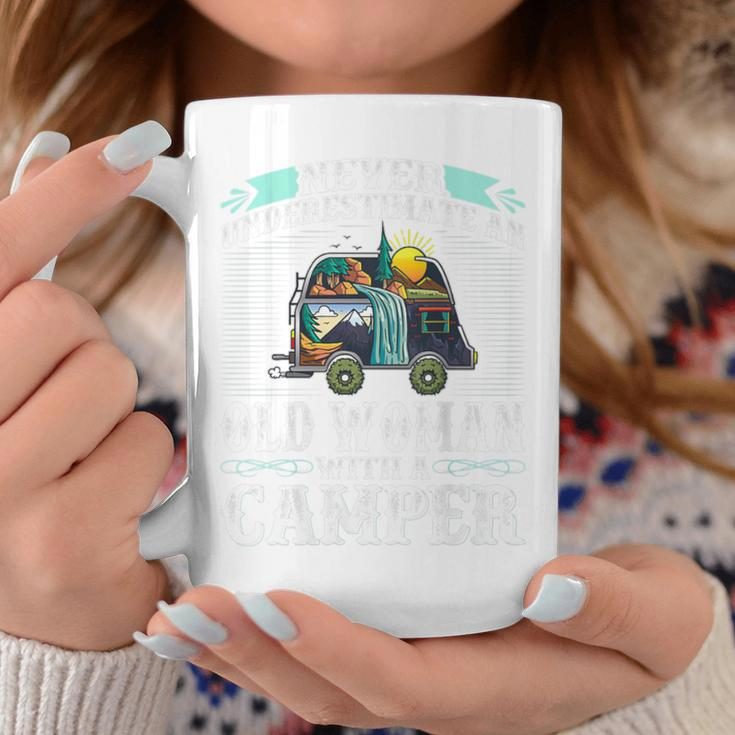 Never Underestimate An Old Woman With A Camper Coffee Mug Unique Gifts