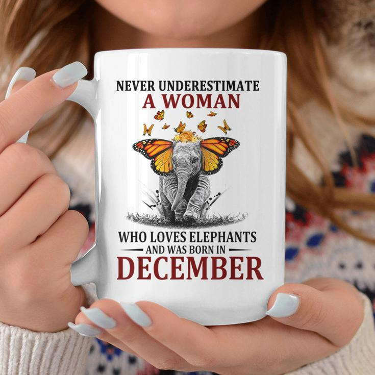Never Underestimate A Woman Who Loves Elephants December Coffee Mug Personalized Gifts