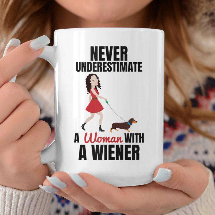 Never Underestimate A Woman With A Wiener Dachshund Coffee Mug Funny Gifts