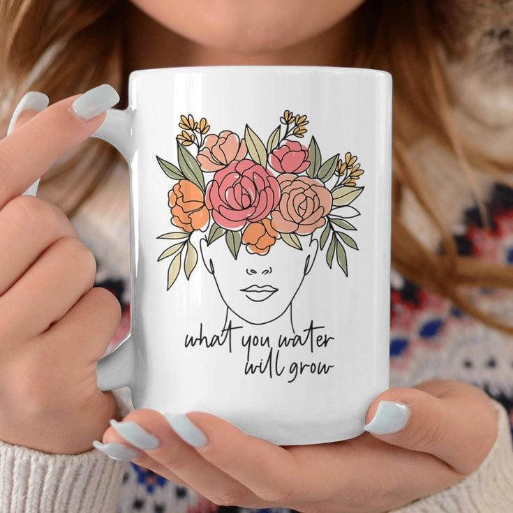 What You Water Will Grow Floral Brain Mental Health Matters Coffee Mug Funny Gifts