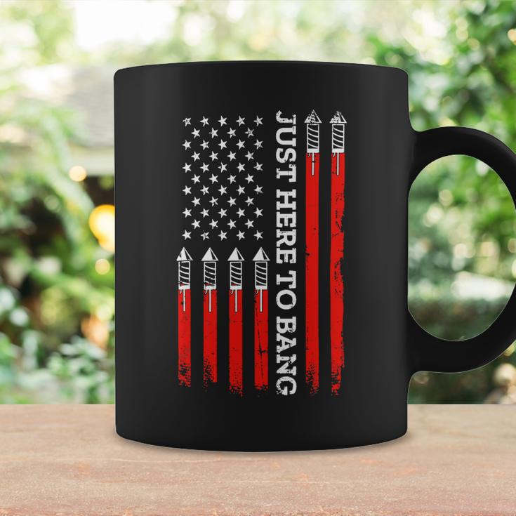 4Th Of July Fireworks With Usa Flag And Just Here To Bang Coffee Mug Gifts ideas