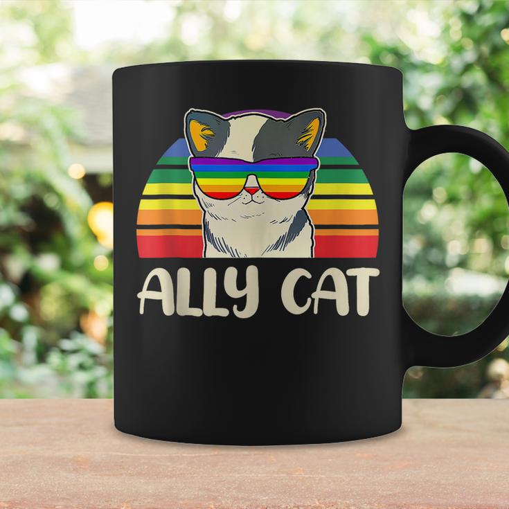 Ally Cat Glasses Sunset Rainbow Lgbt Gay Lesbian Trans Pride Coffee Mug Gifts ideas