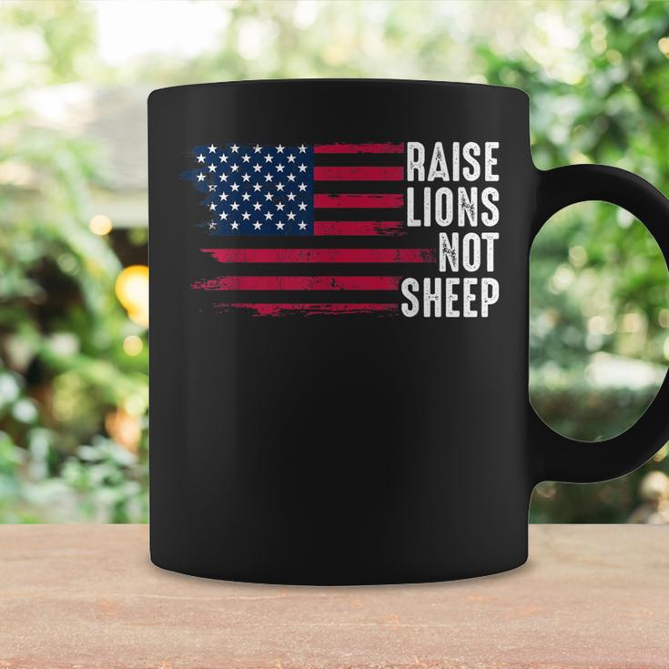 American Flag Patriot Raise Lions Not Sheep Patriotic Lion Coffee Mug Gifts ideas