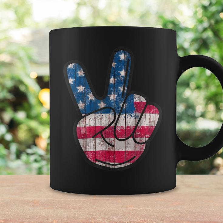 American Flag Peace Sign Hand 4Th Fourth Of July Coffee Mug Gifts ideas