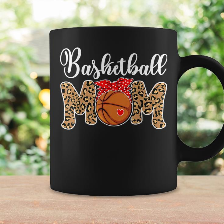 Basketball Mom Leopard Messy Bun Game Day Coffee Mug Gifts ideas