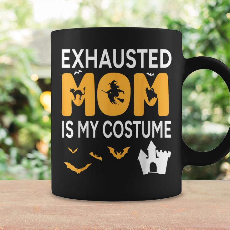 Bat Witch Pumpkin Halloween Day Exhausted Mom Is My Costume Coffee Mug Gifts ideas