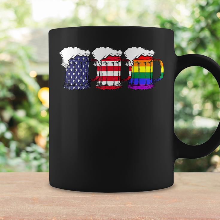 Beer American Flag Drinking Gay Pride Lesbian Lgbt Rainbow Coffee Mug Gifts ideas
