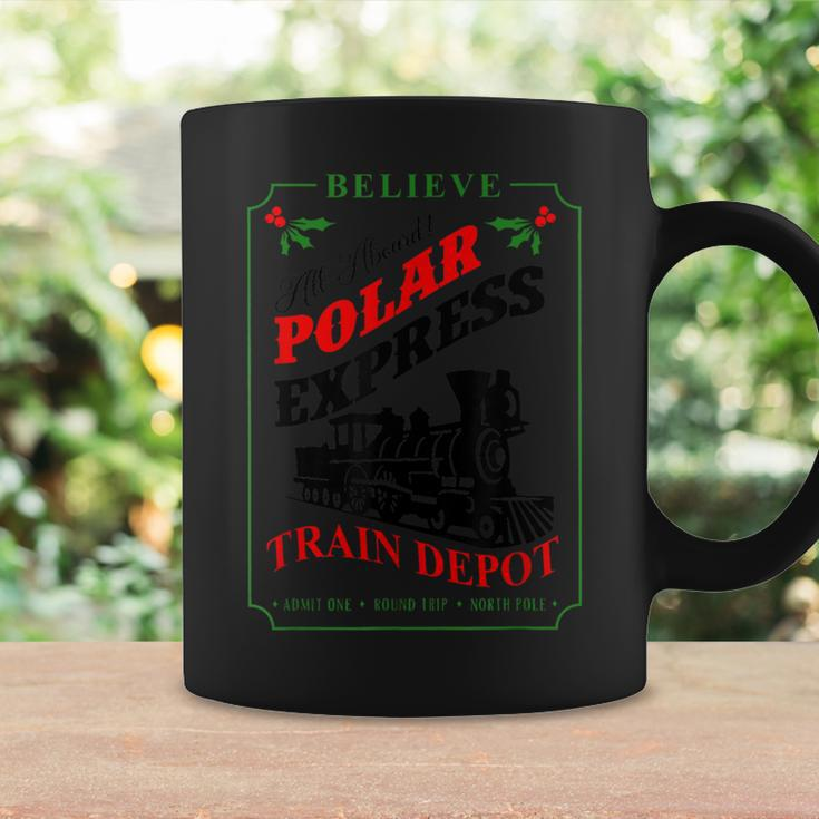 Believe All Aboard Polar Express Train Depot Christmas Coffee Mug Gifts ideas