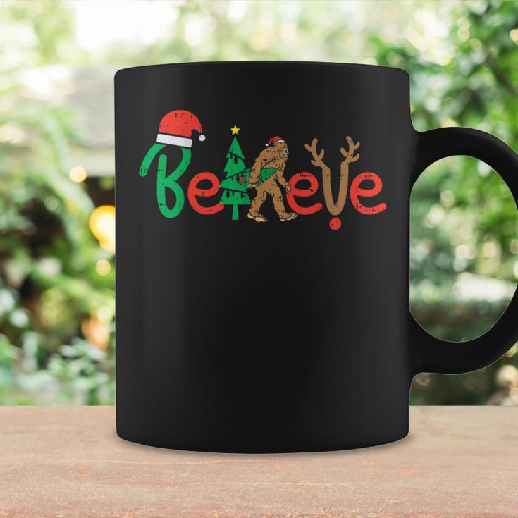 Believe Bigfoot Sasquatch Santa Reindeer Christmas Tree Coffee Mug Gifts ideas