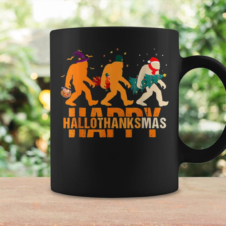 Bigfoot Happy Hallothanksmas Halloween Thanksgiving Xmas Coffee Mug Gifts ideas
