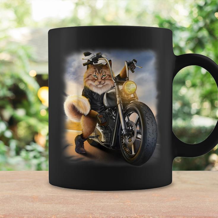 Biker Tabby Cat Riding Chopper Motorcycle Coffee Mug Gifts ideas