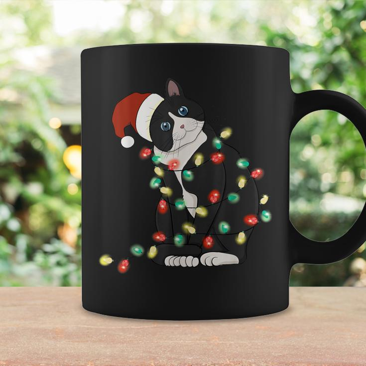 Black Cat Christmas Lights Cat Lover Xmas Pajama Coffee Mug Gifts ideas