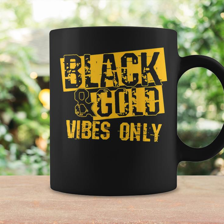 Black Gold Vibes Only Game Day Group High School Football Coffee Mug Gifts ideas