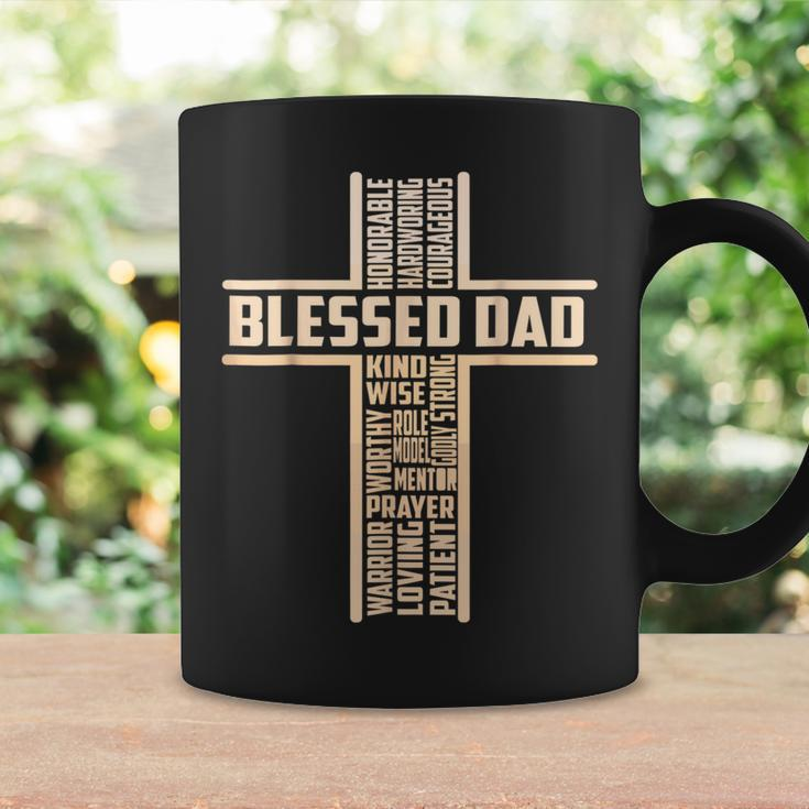Blessed Dad Fathers Day Cross Christian Papa Pop Husband Coffee Mug Gifts ideas