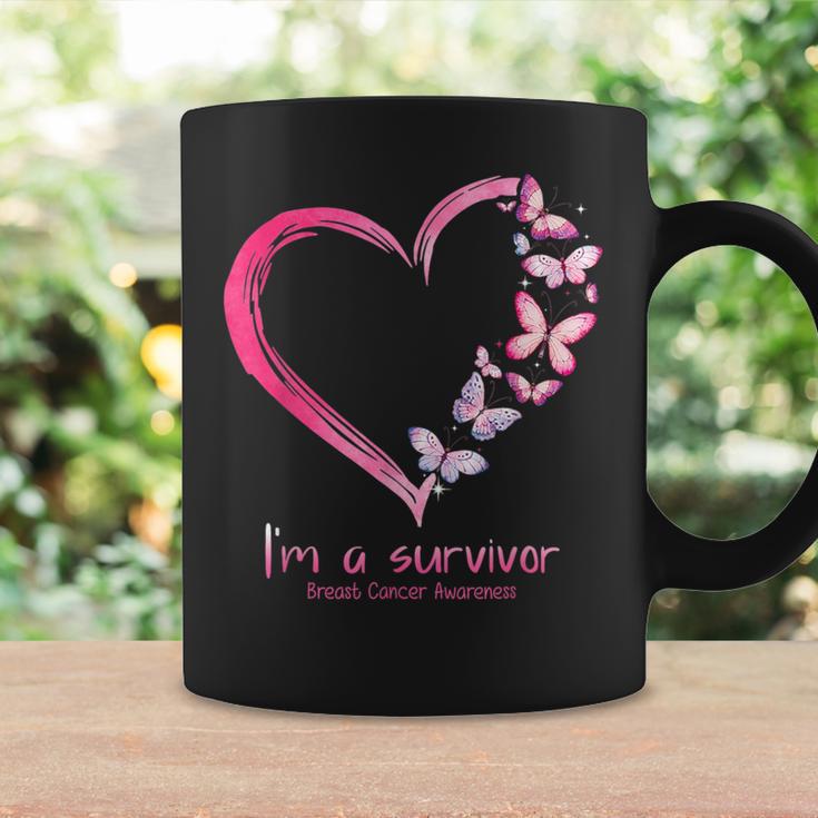 Breast Cancer Awareness Pink Butterfly Heart I'm A Survivor Coffee Mug Gifts ideas