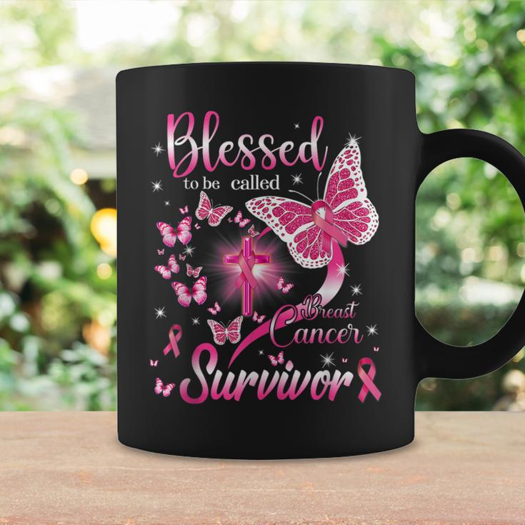 Butterfly Pink Blessed To Be Called Breast Cancer Survivor Coffee Mug Gifts ideas