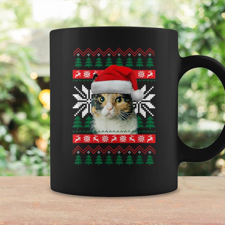 Calico Cat Ugly Christmas Sweater Style Santa Hat Kitty Mom Coffee Mug Gifts ideas