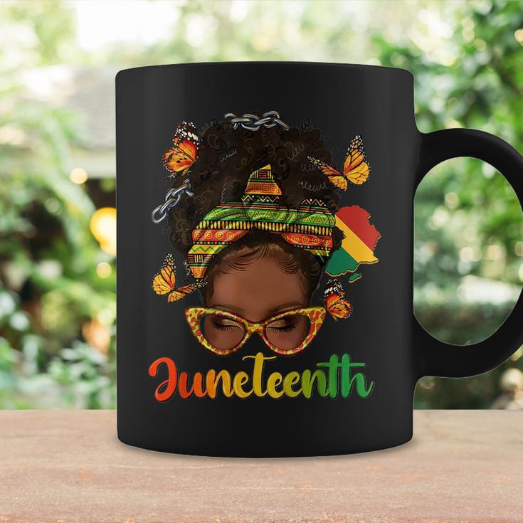Celebrate Junenth Afro Messy Bun Black Women Melanin Coffee Mug Gifts ideas