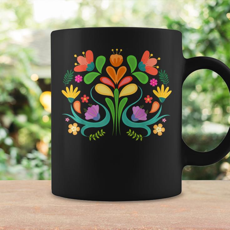 Colorful Mexican Flowers Otomi Hispanic Heritage Month Pride Coffee Mug Gifts ideas
