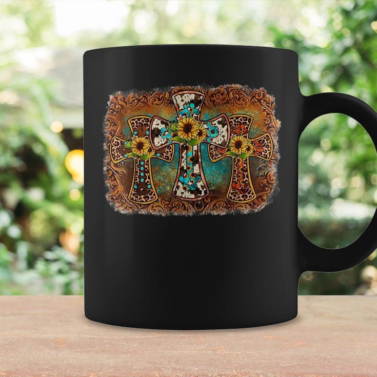 Cowhide Turquoise Jesus Cross Faith Christian Cowgirl Rodeo Faith Funny Gifts Coffee Mug Gifts ideas