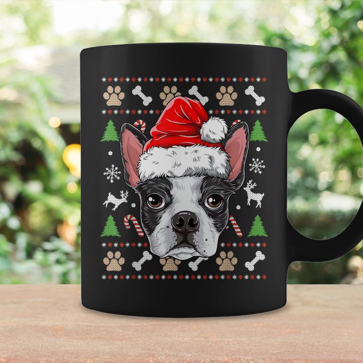 Cute Boston Terrier Ugly Christmas Sweater Santa Hat Xmas Coffee Mug Gifts ideas