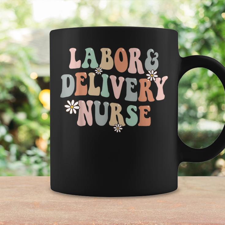 Cute Labor And Delivery Nurse Groovy L&D Nurse Flowers Coffee Mug Gifts ideas