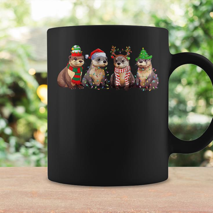 Cute Otter Christmas Pajama Xmas Lights Animals Lover Coffee Mug Gifts ideas