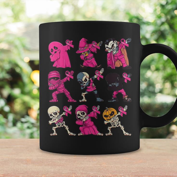 Dabbing Halloween Skeleton Pumpkin Breast Cancer Awareness Coffee Mug Gifts ideas