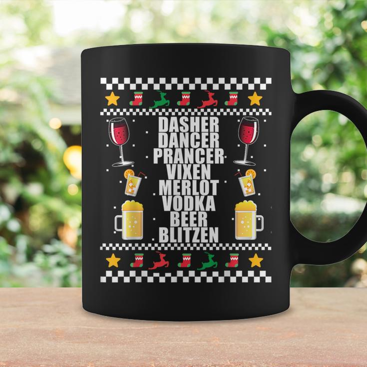 Dasher Vodka Blitzen Alcohol Reindeer Ugly Christmas Sweater Coffee Mug Gifts ideas