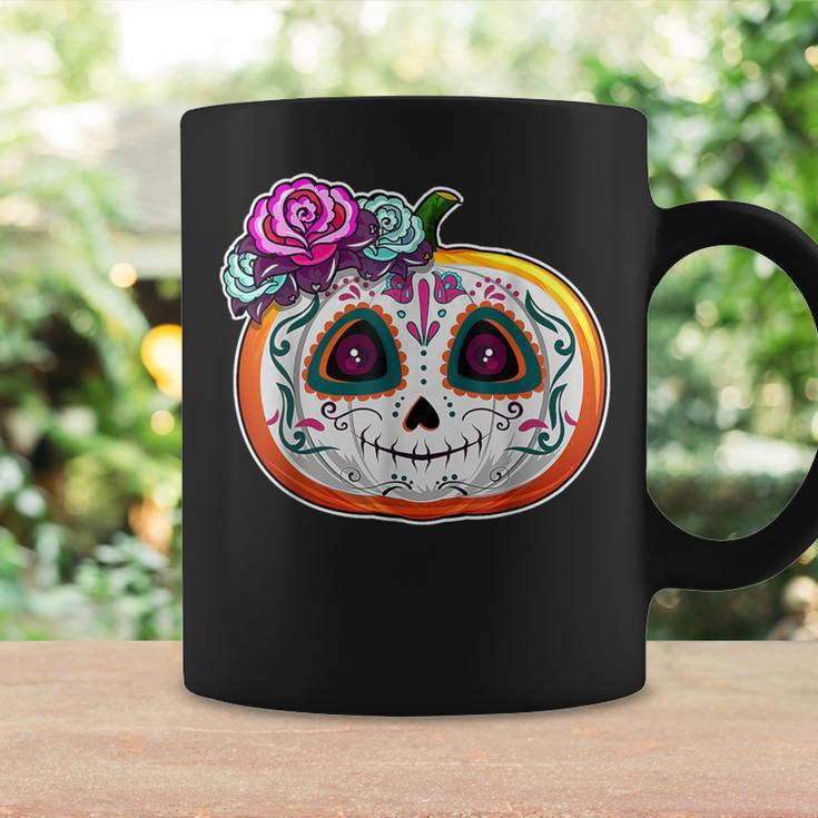 Day Of The Dead Pumpkin Dia De Los Muertos Skull Women Coffee Mug Gifts ideas