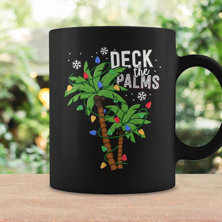 Deck The Palms Tropical Hawaii Christmas Palm Tree Lights Coffee Mug Gifts ideas