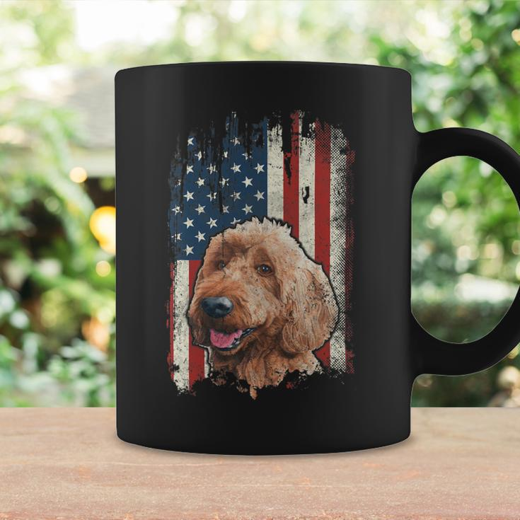 Distressed Goldendoodle American Flag Patriotic Dog Coffee Mug Gifts ideas