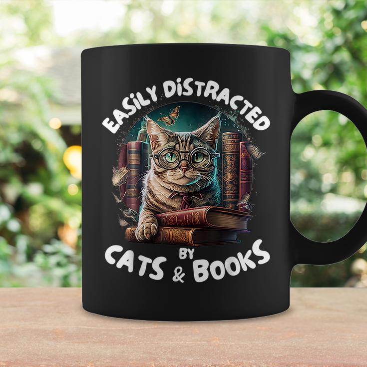 Easily Distracted By Cats And Books Librarians Bibliophiles Coffee Mug Gifts ideas