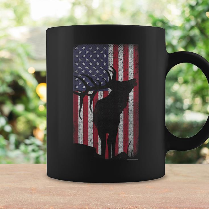 Elk Hunting Bugling Bull Us Flag - American Retro Coffee Mug Gifts ideas