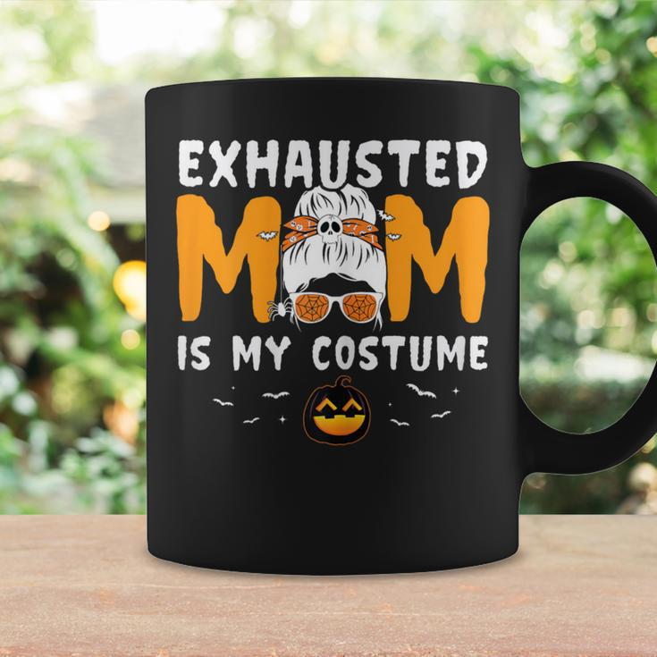 Exhausted Mom Is My Costume Messy Bun Halloween Coffee Mug Gifts ideas