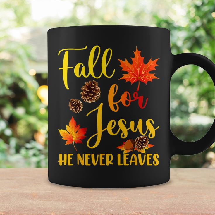Fall For Jesus He Never Leaves Autumn Christian Prayers Coffee Mug Gifts ideas
