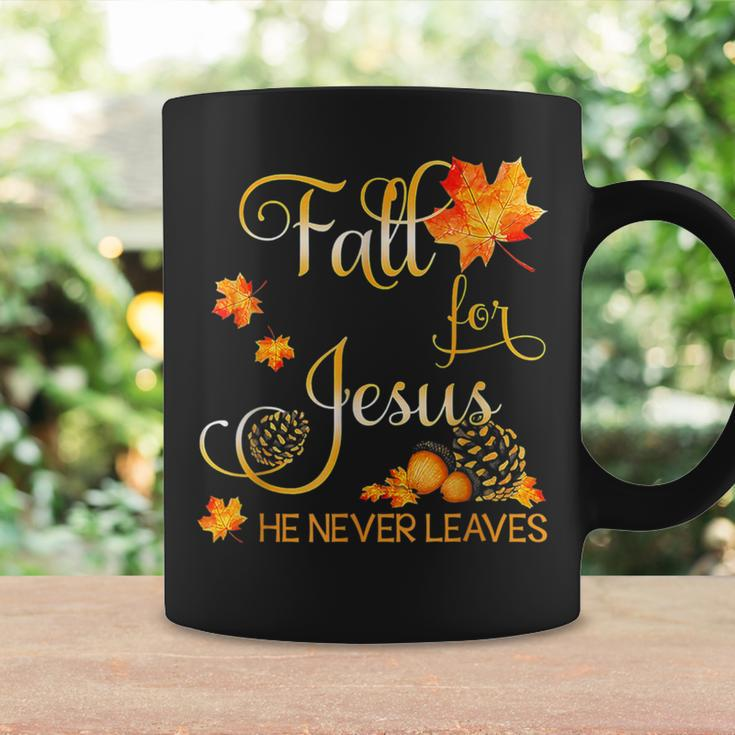 Fall For Jesus He Never Leaves Autumn Christian Prayers Coffee Mug Gifts ideas