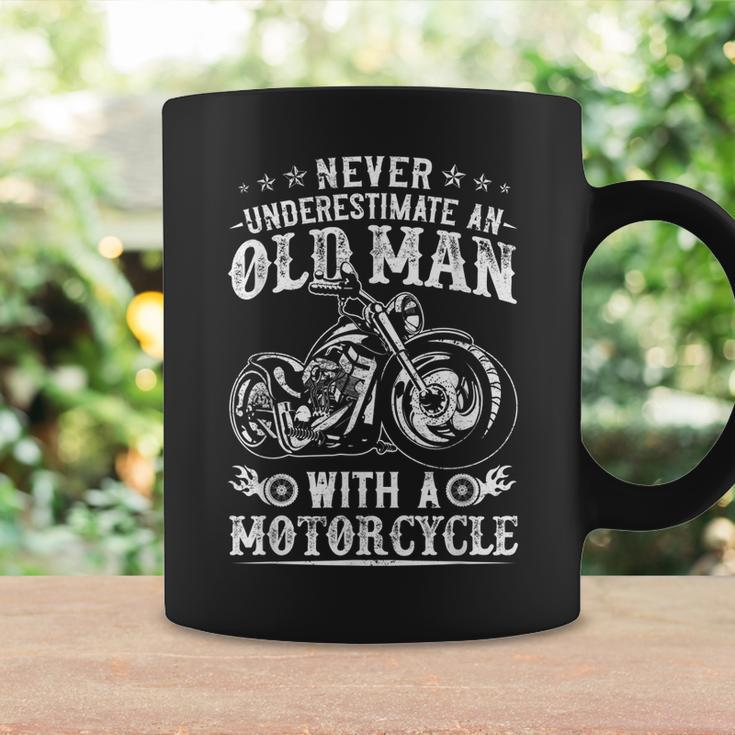Fathers Day Never Underestimate An Old Man Motorcycle Bday Coffee Mug Gifts ideas